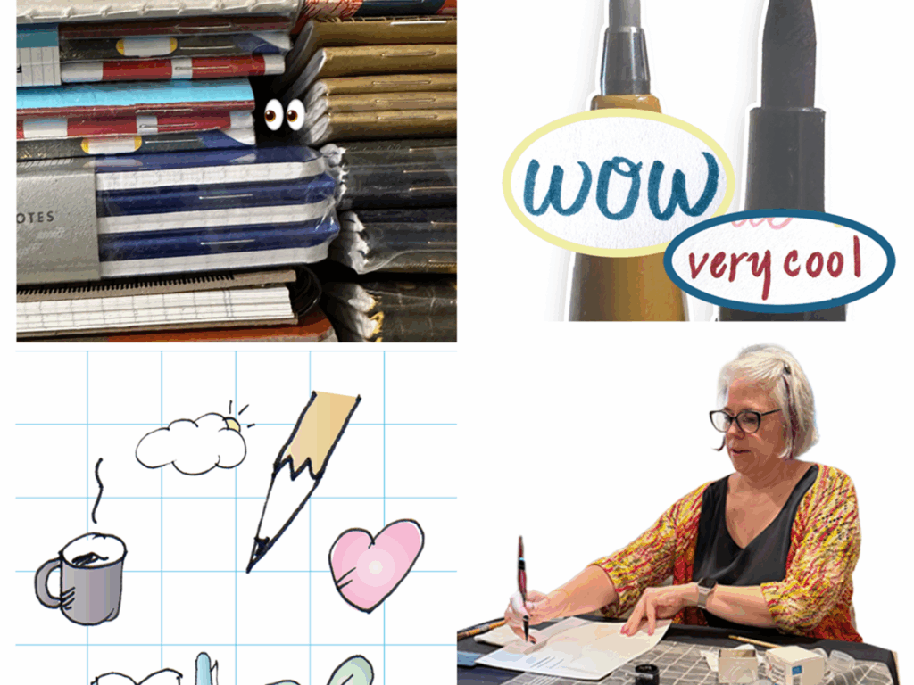 Image shows woman demonstrating brush technique at bottom right, with the logos of the classes to her left and above.